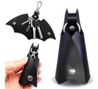 COYUN 2pcs Porte-clés Homme, Porte-Clés En Faux Cuir Batman, Sac Porte-Clés Unisexe, Porte-clés en Cuir Personnalisé Gravure Pour Diverses Clés De Voiture Ou De Moto