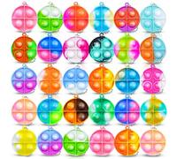 COYUN 30PCS Mini Pop Push It Fidget Jouet Porte-clés, Coloré Silicone Squeeze Pop Bubble Fidget Bulk Jouets Sensoriels,pour Enfants Adultes Petits Cadeaux Anniversaire(Rond)
