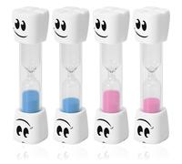 COYUN 4 pcs sabliers pour enfants, Minuteur Brosse a Dent Enfant, Pour enfants Compte à rebours, Sabliers Minuterie Horloge de Sable Hourglass avec Le Visage Souriant Horloge à Sable Sablier,Rose+Bleu