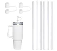 COYUN 6 pailles réutilisables+2pcs couvercles de paille pour Stanley Cupde 40 oz et 30 oz, sans BPA, rechange pailles transparentes parfaites pour les verres à boire Stanley's (30 cm)