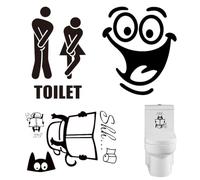 COYUN 6 PièCes Poubelle Toilette Sticker Wc, Stickers Abattant Wc, Pour Wc Amovibles Autocollant RéFrigéRateur Heureux Sticker Pour Toilette Salle De Bain Poubelle