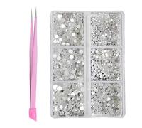 COYUN 600 Pcs Hotfix Strass Hot Fix Perles à Strass 7 Tailles 1,4~4,8mm Thermocollant pour Vetement Hotfix Thermocollant pour Vêtements, Chaussures, Cadeaux Artisanaux DIY (Blanc)