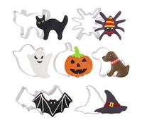 COYUN 7 Pcs Emporte-Pièces de Halloween,emporte piece patisserie,Moule à Biscuits en Acier Inoxydable-Citrouille,Chauve-Souris,Chapeau de Sorcière,Chat,Chien,araignée,Fantôme Pour halloween decoration