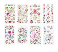 COYUN 8 Feuilles à Paillettes Autocollantes, Strass Multicolores pour Artisanat, Autocollants à Paillettes pour Bricolage pour Enfants, Formes Diverses, Pierres décoratives pour Visage