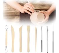 COYUN 8 pcs Outil de Poterie Sculpture Argile Burin Modelage, Outils de Sculpture, Kit d'outils Poterie pour Céramique, pour Sculpture,Artiste DIY, pour Débutants ou Professionnels