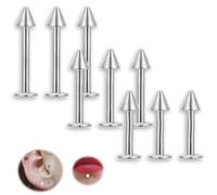 COYUN 9 Pièces Cartilage Tragus Helix Boucles d'oreilles Piercing Labret, Piercing Langue Acier Chirurgical Piercing Téton Percing Langue Barre Piercing Bijoux, Bijoux Piercing pour unisexe, Conique