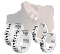 COYUN Anneaux d'Oreilles Viking Runes et Créoles en Acier Inoxydable, Piercing pour Homme et Femme