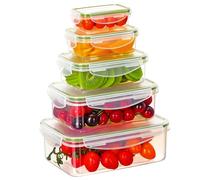 Cozary 10 Pièces Boite Hermetique Alimentaire (5 Boîtes, 5 Couvercles), Boîte Conservation Alimentaire Set, Plastique, Étanche, Adaptés au Micro-ondes, au Congélateur et au Lave-vaisselle, Sans BPA