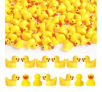 Cozary 100 Pièces Mini Canard en Résine Jaune - 1,6 x 1,8 cm, Mini Figurines de Canards pour Le Bricolage pour Aquarium Jardin Bricolage Potting Micro Paysage