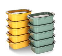 Cozary 10pcs Boîte de Conservation Rectangulaire, 200ml Boîtes Congélation avec Couvercles, Empilables, Micro-Ondes et Lave-Vaisselle, Boîtes Hermétiques pour Congélation (5 Jaunes + 5 Vertes)