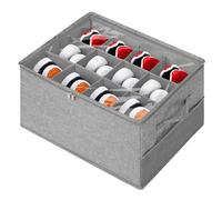 Cozary 12 Compartiments Organisateur de Chaussures, Organiseur Chaussures Pliable pour 6-12 Paires, avec Protection Contre la Poussière Transparente, sac à Filet et Poignée, Gris (43x32x32 cm)