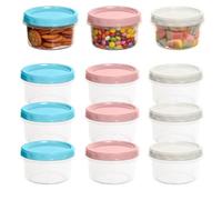 Cozary 12 Pièces Petits Contenants Alimentaire, 8oz /250ml Petit Pot Plastique avec Couvercle Empilables Réutilisables, Passe Lave-Vaisselle Micro-Ondes Congélateur