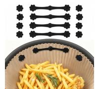 Cozary 12Pcs Boucle Magnétique en Silicone pour Friteuse à Air, Aimant Fixe pour Friteuse à Air, Réutilisable, Empêche les Brûlures, pour Doublures en Papier Sulfurisé, Résistante à la Chaleur, Noir