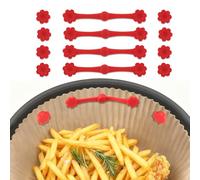 Cozary 12Pcs Boucle Magnétique en Silicone pour Friteuse à Air, Aimant Fixe pour Friteuse à Air, Réutilisable, Empêche les Brûlures, pour Doublures en Papier Sulfurisé, Résistante à la Chaleur, Rouge
