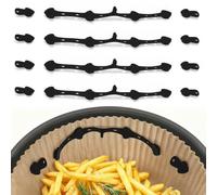 Cozary 12Pcs Boucle Magnétique en Silicone pour Friteuse à Air, Aimant Fixe, Réutilisable, Empêche les Brûlures, pour Doublures en Papier Sulfurisé, Résistante à la Chaleur, Noir, Petits Poissons