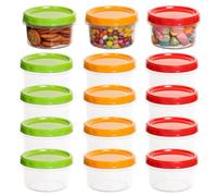 Cozary 15 Pièces Petits Contenants Alimentaire, 8oz /250ml Petit Pot Plastique avec Couvercle Empilables Réutilisables, Passe Lave-Vaisselle Micro-Ondes Congélateur