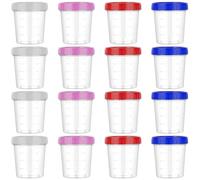 Cozary 16 Pièces Petits Contenants Alimentaire avec Graduations, 4oz /120ml Petit Pot Plastique avec Couvercle Empilables Réutilisables, Passe Lave-Vaisselle Micro-Ondes Congélateur