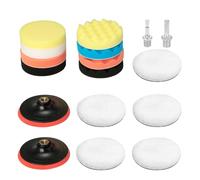 Cozary 17 Pièces Kit de Polissage Voiture 80mm, Polissage Pad Éponge de Polissage Éponge Polir Kit, Pad et Disque avec Adaptateur M14 pour Perceuse - Tampon de Polissage en Laine