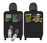 Cozary 2 Pièces Protections Dossier de Siège Voiture, 70x50 cm Organisateur Voiture Enfant, Protection de Siège de Voiture Enfants avec 2 Grandes Poches, Tissu Oxford Impermérable Anti-salissures
