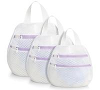 Cozary 3 Pièces Filet Linge Machine à Laver, Double Couche Filet a Linge Avec Poignées, Sac de Lavage Réutilisable en Maille, pour Soutien-Gorge, Chaussettes, Violet (30x30cm, 40x40cm, 50x50cm)