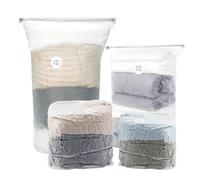 Cozary 4 pièces sacs sous vide cubes, Sac Sous Vide Vetement, Housse de rangement sous vide 80% Gain de Place, Réutilisable Housse de rangement sous vide, pour Vêtements Couettes Oreillers