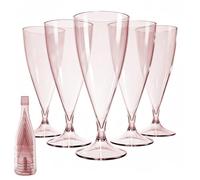 Cozary 5 Pièces Flûtes à Champagne en Plastique, avec Manchon 1 Tasse, 155ml Verres à Champagne en Plastique Élégantes Reutilisables, pour Fêtes De Douche D'anniversaire Mariage Jardin, Rose