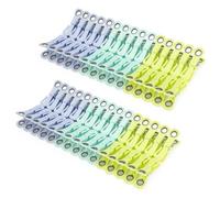 Cozary 60 Pièces Pinces à Linge en Plastique avec Crochet, Epingle a Linge Stables à Trous Ronds, Multicolores Pince a Linge Exterieur pour Serviettes Chaussettes Underwears et Jouets en Peluche