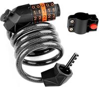 Cozary Antivol Trotinette Electrique, Antivol Velo Deux Code, avec 5 Chiffres Intelligente Code, Longueur du Cadenas 105 cm - Diamètre du Câble en Acier 12 mm, pour Scooter, Motos, Poussette, Noir