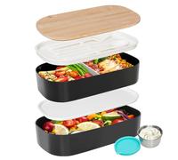 Cozary Bento Lunch Box, 1400ml Boite Repas avec Cloison, Lunchbox avec Boîte à Sauce, 2 Compartiments et Couverts Intégrés, Pour Boîte À Lunch Pour Adulte Et Enfant, Pour Le Travail Et L’École