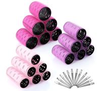 Cozary bigoudis à cheveux 18 rouleaux à boucles en aluminium, 12 pinces et 1 peigne ratin - 3 tailles (2-4cm), portable avec étui Convient à tous les types de cheveux