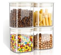 Cozary Bocaux en Verre Carrés 800ml, Lot de 4 Bocal en Verre avec Couvercles ABS Empilables et Lavables, Boite Alimentaire Verre Hermétique pour Rangement Cuisine/Bureau