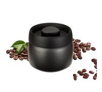 Cozary Boîte à Café Hermétique en Acier Inoxydable 400ML, Récipient à Grains de Café avec Couvercle à Pompe Sous Vide, Restez Frais et Plus Longtemps, pour Grains de Café, Thé (Noir)