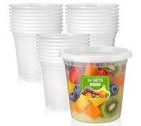 Cozary Boîte Alimentaire Set, 24 Pièces 24OZ, Contenants D'entreposage des Aliments, Transparent Boîte à Emporter Plastique Réutilisables Hermétiques, Sans BPA
