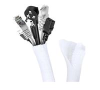 Cozary Cache Câble,Φ13-20mm Manchon de Cache Câble, Souple à Fermeture Automatique Range Gaine Câble, Manchon de Câble Gaine Bureau pour Ordinateur/Automobile TV/Ordinateur/PC/USB/Audio, Blanc, 3m