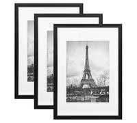 Cozary Cadre Photo 21x29.7 Lot de 3, Cadre A4 Noir, Protection en Verre Transparent, Cadre 21x29,7 pour Affichage Mural ou Sur Table, pour Maison, Chambre, Bureau, Couloir ou Galerie