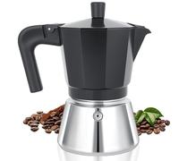 Cozary Cafetière Italienne 6 Tasses 300 ml - Aluminium/inox, poignée anti-chaleur (base 11 cm), pour toutes cuisinières induction. Idéale camping et maison