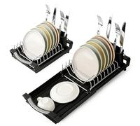 Cozary Egouttoir à Vaisselle, Egoutoire Vaisselle Cuisine Extensible(28-47CM), Égouttoir avec Porte-Couverts