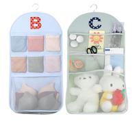 Cozary Lot de 2 L'organisateur De Porte Filet pour Peluches, Grands Filets de Rangement à Suspendre sur la Porte, Rangement Efficace sûr à Suspendre Décoration pour Chambre d'Enfant - Bleu & Rose