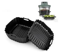 Cozary Lot de 2 Moule Silicone pour NINJA Crispi pro AS101, Moule Airfryer Réutilisable Plat, Airfryer Accessoires, Sans BPA, Lavable au Lave-Vaisselle, Résistant à la Chaleur Jusqu'à 220 °C, Noir