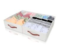 Cozary Lot de 2 organiseurs de lingerie pliables - Organiseur de tiroir - Séparateurs en tissu pour soutiens-gorge, chaussettes et cravates