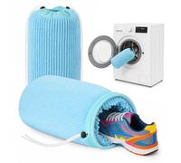 Cozary Lot de 2 Sac Lavage Chaussures Machine à Laver, Sac Lavage Chaussures Avec Cordon de Serrage, Réutilisables, Filet Linge Machine à Chaus-sures Voyage Protéger, Grande Taille 39 x 19cm, Bleu