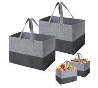 Cozary 2 Pièces Sac Pochette en Mousse, 38x25x25cm Corbeille en Bois Pliable, Sac à Courses en Mousse, Panier de Courses en Mousse Sacs de Rangement pour Bois, Journaux - Gris
