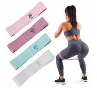 Cozary Lot de 4 Bandes Élastiques de Résistance, Bandes de Musculation en Textile avec 4 Niveaux, Élastique Sport Antidérapant pour Pilates, Fitness, Entraînement à la Maison