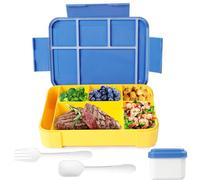Cozary Lunch Box Enfant, 1330ml Bento Box, Boite Bento Boîte à Repas avec 5 Compartiments, Anti-Fuite Lunchbox, Bento sans BPA, Jaune