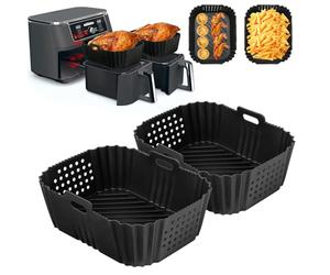 Cozary Moule Silicone Air Fryer 2 Pièces,Double Face,Parfait pour Ninja Double Stack XL 9.5L SL400UK/AF400UK/AF300UK,Cookwise/Emerio Dual Zone 9L,Stillstern/Balter HL-900-8L,Plat Silicone Réutilisable