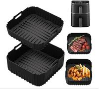 Cozary Moule Silicone pour COSORI Air Fryer 10L/6,5L/4,3L, Accessoires Réutilisable pour COSORI Turbo Tower Pro & Smart (CAF-DC112-ADE/DC113S-ADE), Moule de Cuisson avec Rainures Anti-graisse