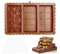 Cozary Moule Tablette Chocolat, 3 EN 1 Moule Silicone Tablette de Chocolat Profond, Sans BPA, Antiadhésif, -40-230°C, avec Spatule, Pour Faire Du Chocolat, Fondant, Gelée