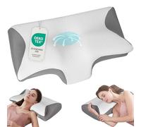 Cozary Oreiller Ergonomique Cervical Memoire Forme Taie d'oreiller Lavable 2 Hauteurs Idéal pour Dormeurs sur Le Côté Le Dos et Le Ventre Gris