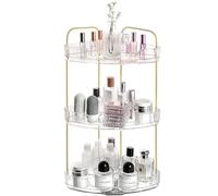 Cozary Organisateur Maquillage à 3 Couches, Rangement Maquillage, Organisateur de Cosmétiques, Organisateurs de Soins de Beauté, Rangement Salle de Bain pour Cuisine, Coiffeuse, Chambre, Transparent