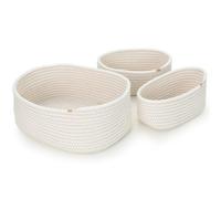 Cozary Panier Rangement, Multifonction Pour Salle De Bain, Chambre, Bureau, Petit Panier Tissé En Coton Pour Étagères De Salle De Bain Et Chambre D'enfant, 3 Tailles, 3 Pièces, Gris